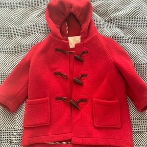Burberry Red Toggle coat 24-36mo